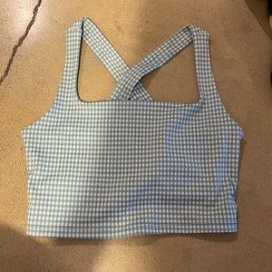 Nike longline sports bra. Light blue gingham